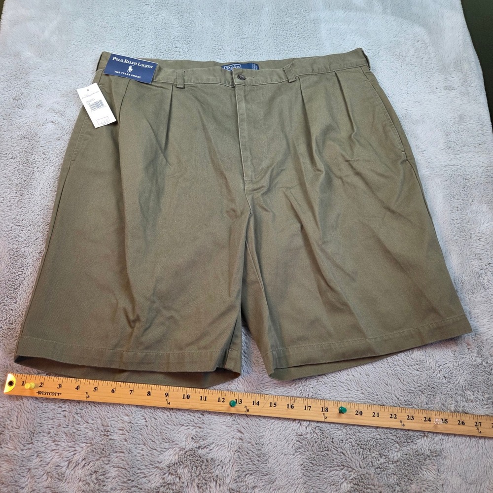 New Vtg Polo Ralph Lauren Tyler Short Mens 42 Classic Pleated Chino Olive Green